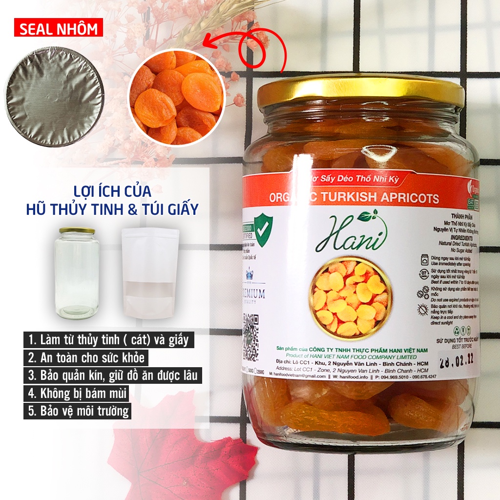 500g Mơ Sấy Dẻo Không Đường Căng Mọng Nước Hàng Nhập Khẩu Thổ Nhĩ Kỳ  Hani Food