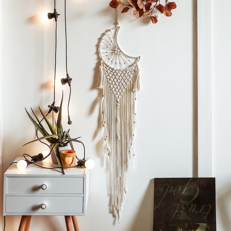 Dreamcatcher macrame tròn, trăng khuyết