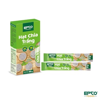 Hạt Chia Trắng EPCO FOODS Xuất Xứ Úc (80g/ Hộp 10 Gói 8g) Không Chất Bảo Quản Giàu Omega 3 Protein Chất Xơ Vitamin