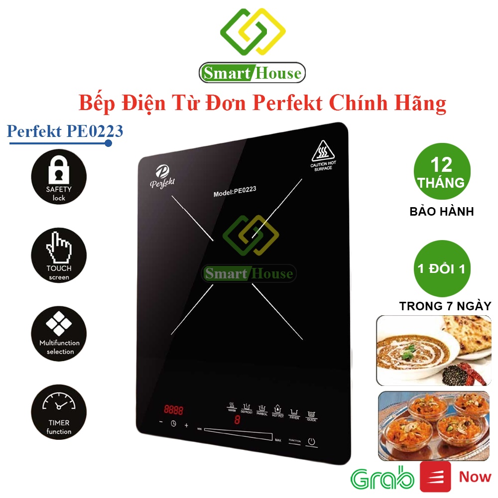 (Bán Rẻ Xin Đánh Giá 5🌟)Bếp Điện Từ Đơn Perfekt PE0223 Chính Hãng Smart House,1800W Điện/Cảm Ứng Từ/ Hồng Ngoại