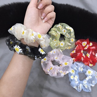 Cột scrunchies hoa cúc lưới