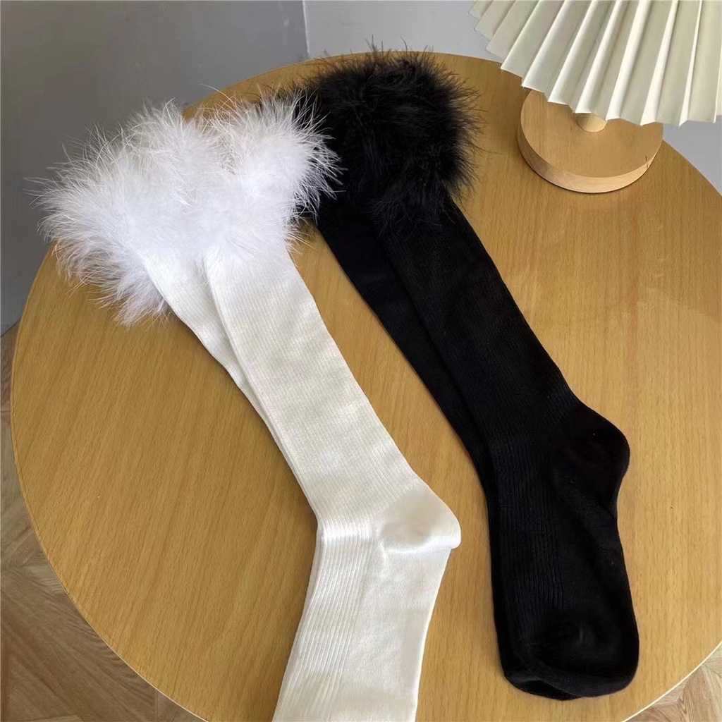 Tất Dưới Gối Chất Gân Tăm Lai Viền Lông Vũ Cosplay Nhật Bản - Vani Store - TAT00173