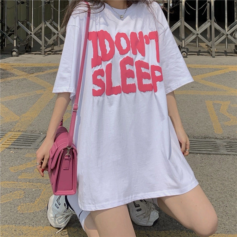 Áo Thun Plus Size Form Rộng In Chữ Phong Cách Hàn Quốc Cho Nữ