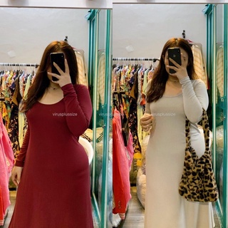 Đầm mango xịn bigsize thun gân midi