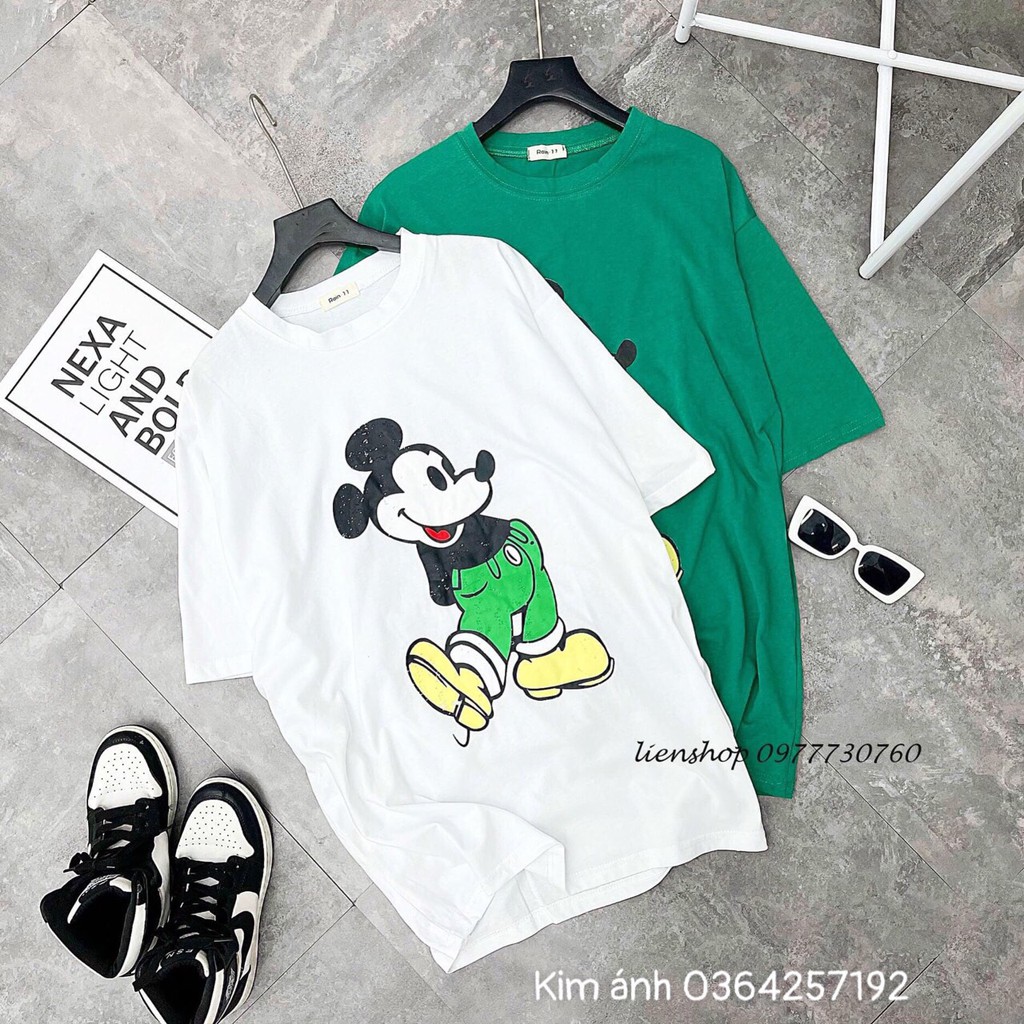 Áo Thun Mickey Dễ Thương Dáng Unisex Tay Lỡ Nam Nữ Oversize(45-75kg) HT011