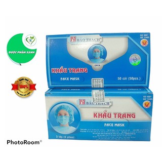 Khẩu trang y tế 3 lớp kháng khuẩn Bảo Thạch (hộp/50cái) màu Xanh
