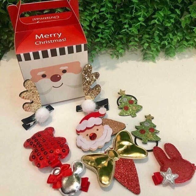 Hộp nơ, kẹp tóc Noel siêu xinh cho bé gái