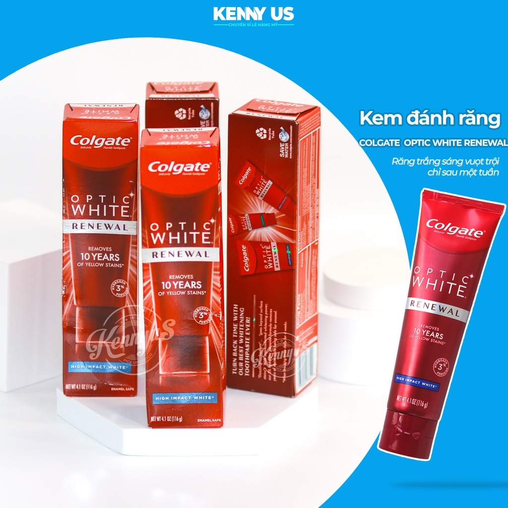 Kem Đánh Răng Trắng Răng Colgate Optic White Renewal Mỹ Cho Răng Chắc Khỏe, Trắng Sáng - Kennyus.vn