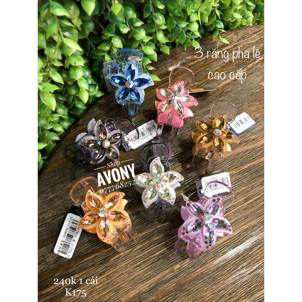 Kẹp tóc càng cua 3 - 5 răng trong pha lê cao cấp Marcely hình hoa cánh nhọn