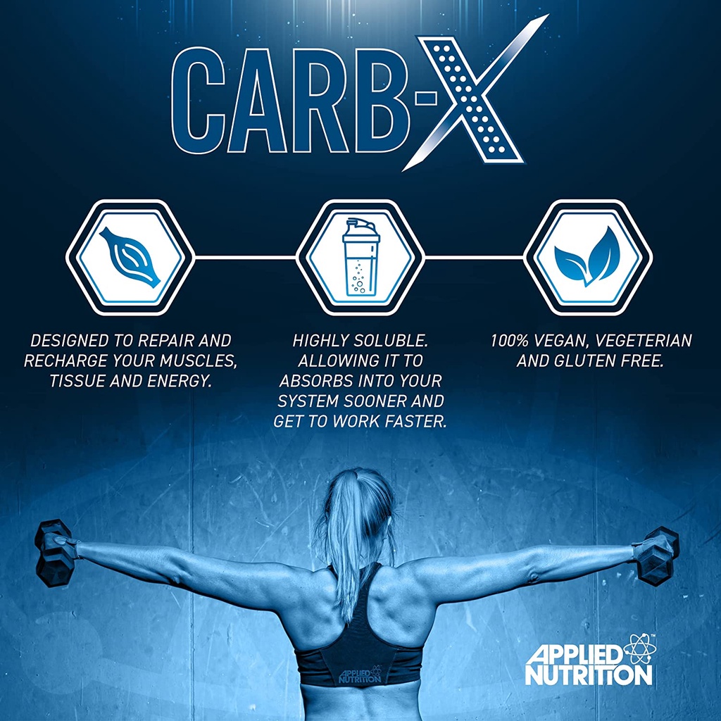 Applied Nutrition Carb X 300g Bổ Sung Tinh Bột Hấp Thụ Nhanh Giúp Phục Hồi Cơ Bắp Nhanh Chóng (12 Lần Dùng)