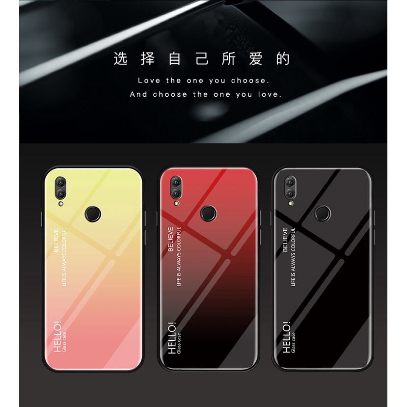 Ốp điện thoại kính cường lực màu gradient cho Huawei Honor Play Note 10 Magic 2 8A 9 Lite