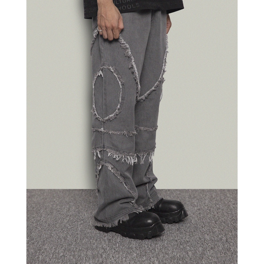 Quần bò cotton "GOLDIE FRAYED-EDGE WASHED" giặt mài 12oz