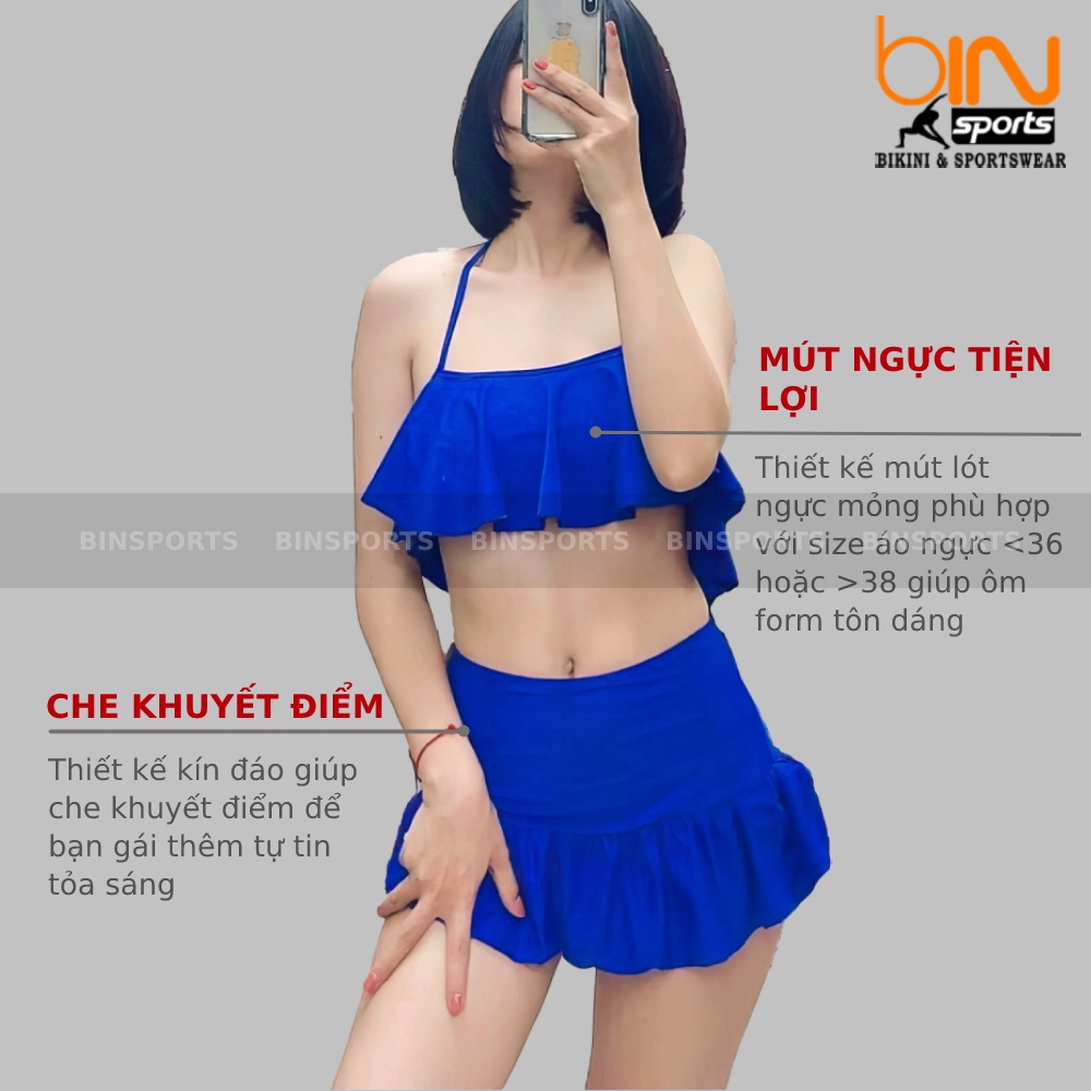 Bikini Bộ Bơi Nữ Quần Váy Hai Mảnh Freesize Bin Sports BHV129