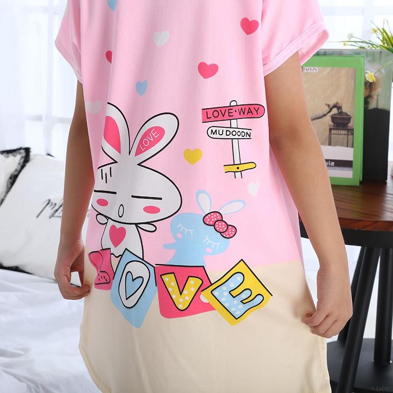 Đầm Ngủ Pijama Ngắn Tay Họa Tiết Hoạt Hình Cho Bé Gái Từ 2-10 Tuổi