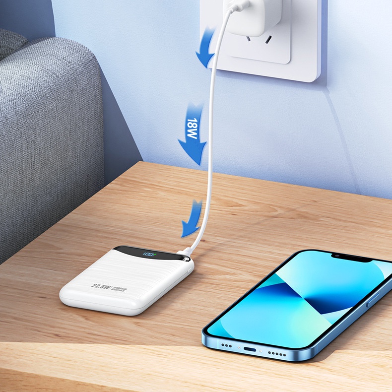 Pin dự phòng sạc nhanh Remax RPP-60 Ritry II Series 10000mAh siêu nhỏ gọn - hỗ trợ QC 22.5W và PD 20W (trắng)