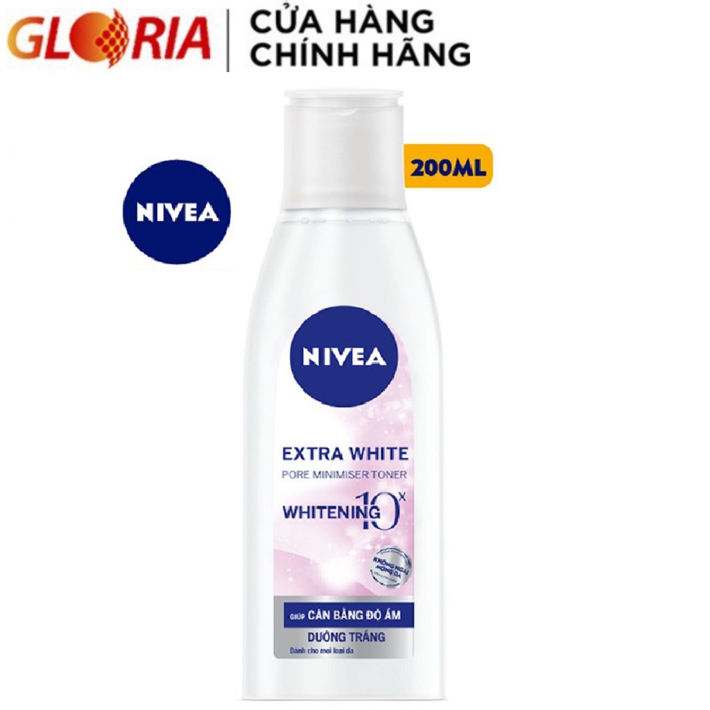 [Mã COSGLORIAT4 -8% đơn 250K] Nước Hoa Hồng NIVEA Extra White Dưỡng Trắng Da Và Se Khít Lỗ Chân Lông 200ml - 86720