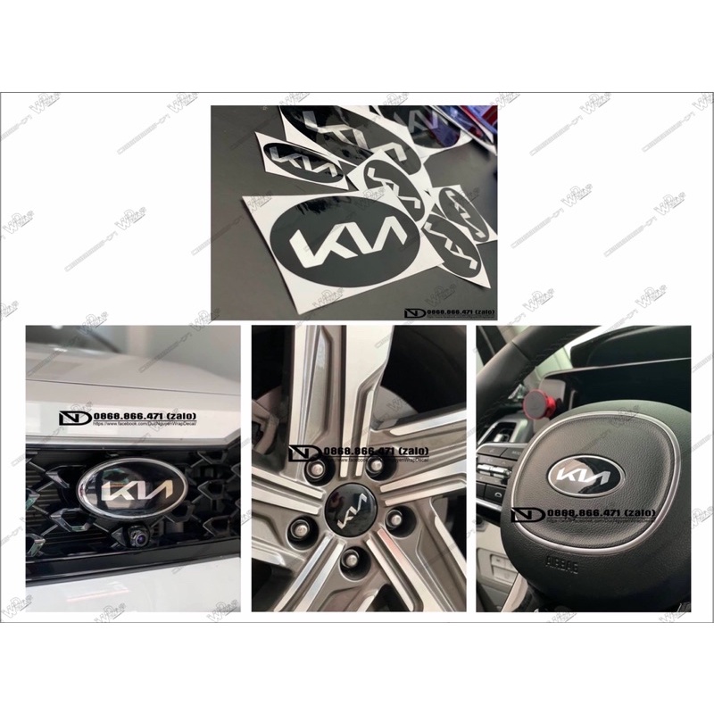 Decal Logo KIA mới dành cho xe từ đời 2016-2021 (7 logo tặng 3 logo dự phòng và 2 miếng dán thử không chữ)