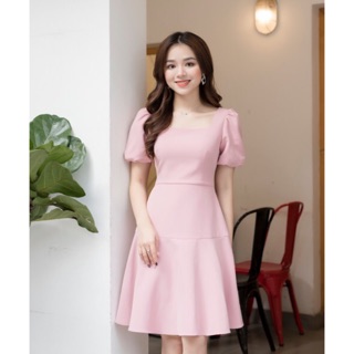 Váy thiết kế- Váy xoè tay bồng chất chéo Thái
