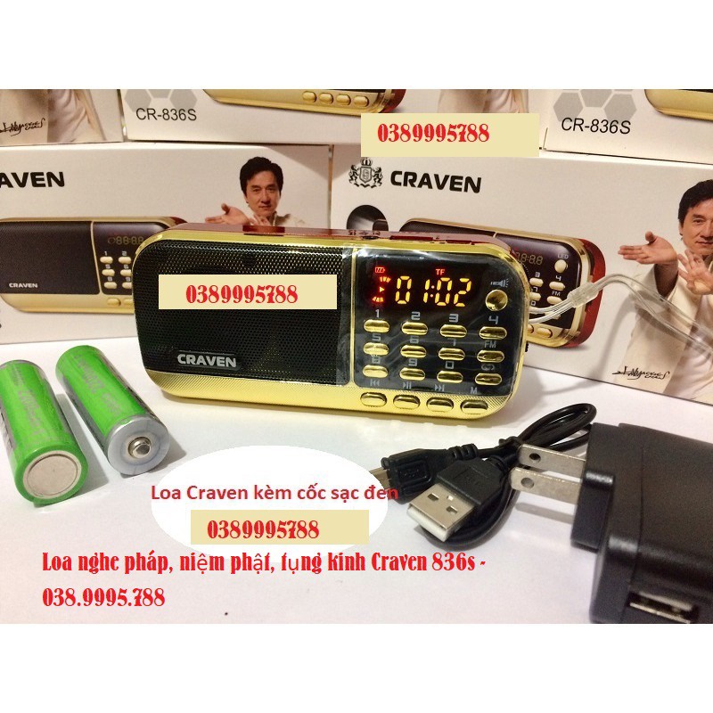 Máy Nghe Pháp Craven CR 836S (2 Pin) Máy Nghe Pháp, Niệm Phật, Nhạc Mp3, Loa Thẻ Nhớ, Tụng Kinh Phật, Đài FM