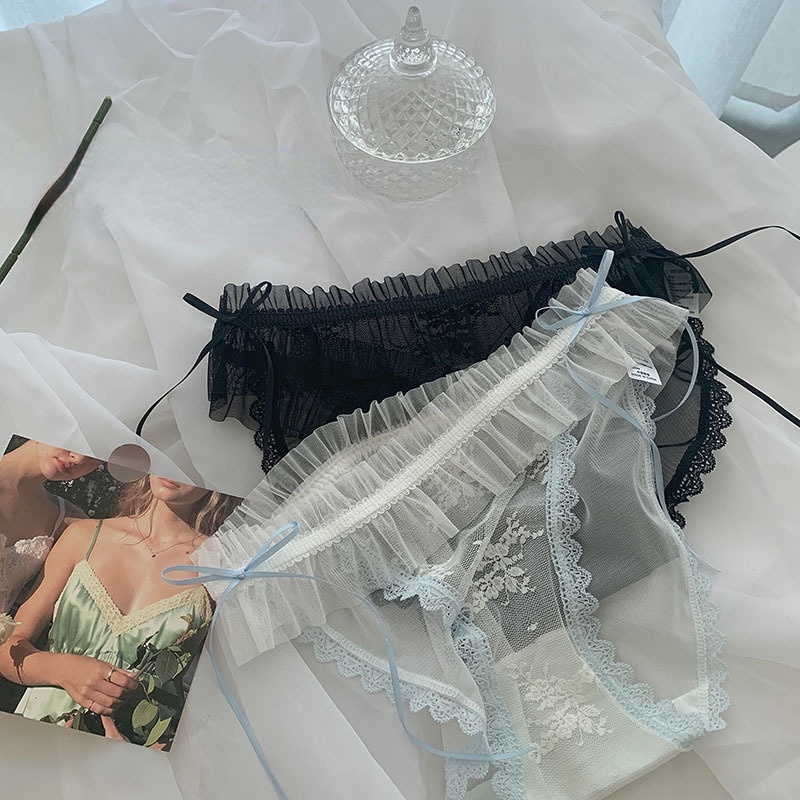 Quần Lót cotton Phối Ren Lưới Mỏng Thoáng Mát Quyến Rũ Cho Nữ