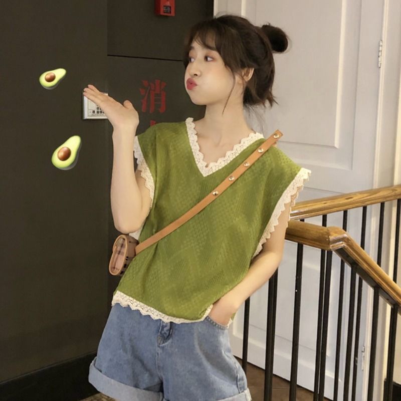 Áo Không Tay Cổ Chữ V Thiết Kế Mỏng Thời Trang Mùa Hè 2022 Phong Cách Hàn Quốc Mới