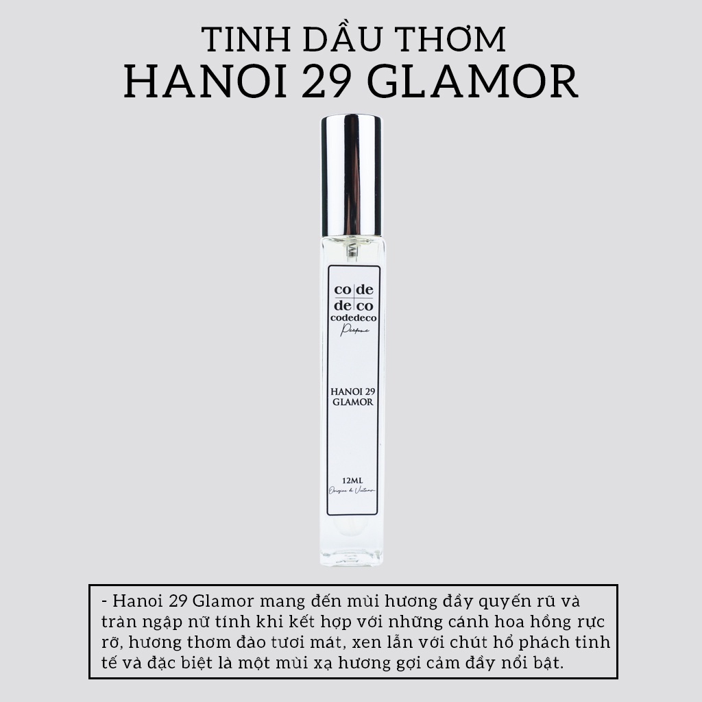 Tinh dầu thơm Code Deco Hanoi 29 Glamor 10ml, Nhẹ Nhàng, Tinh Tế