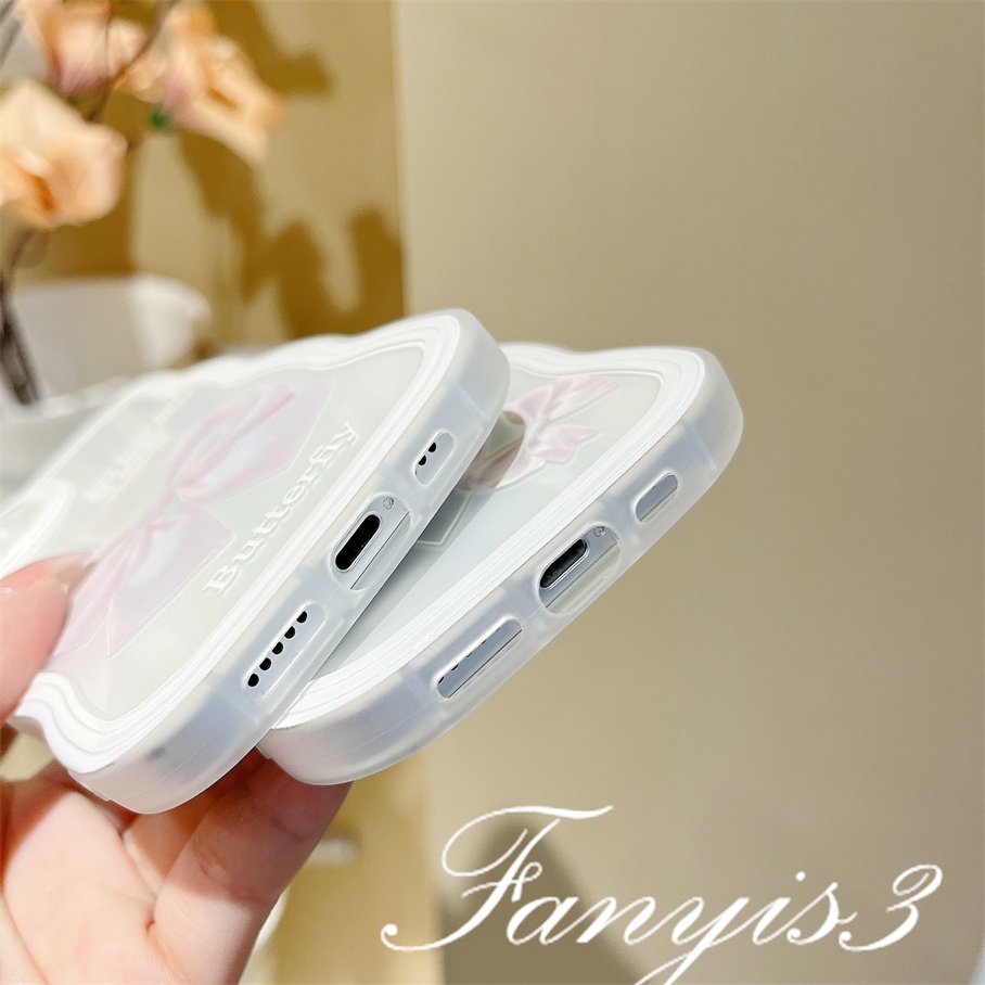 Ốp Điện Thoại TPU Mềm Đính Nơ Viền Lượn Sóng Cho iPhone 14 13 12 11 Pro Max X XR Xs Max 8 7 6 6s Plus SE 2020