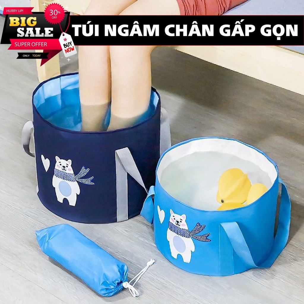 Túi Ngâm chân GẤP GỌN có quai xách [HÀNG HIỆU] thiết kế thông minh, dễ sử dụng an toàn mang đi du lịch