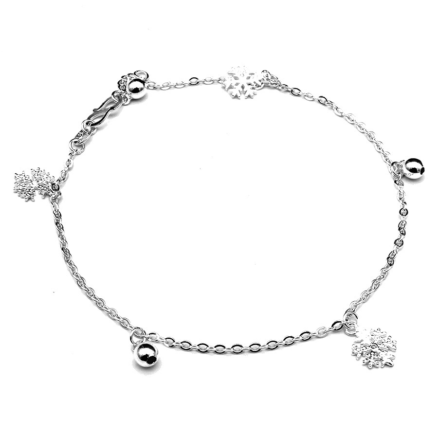 Lắc Chân Nữ Bạc Hiểu Minh LC128 Bông Tuyết Xinh Bảo Hành Vĩnh Viễn