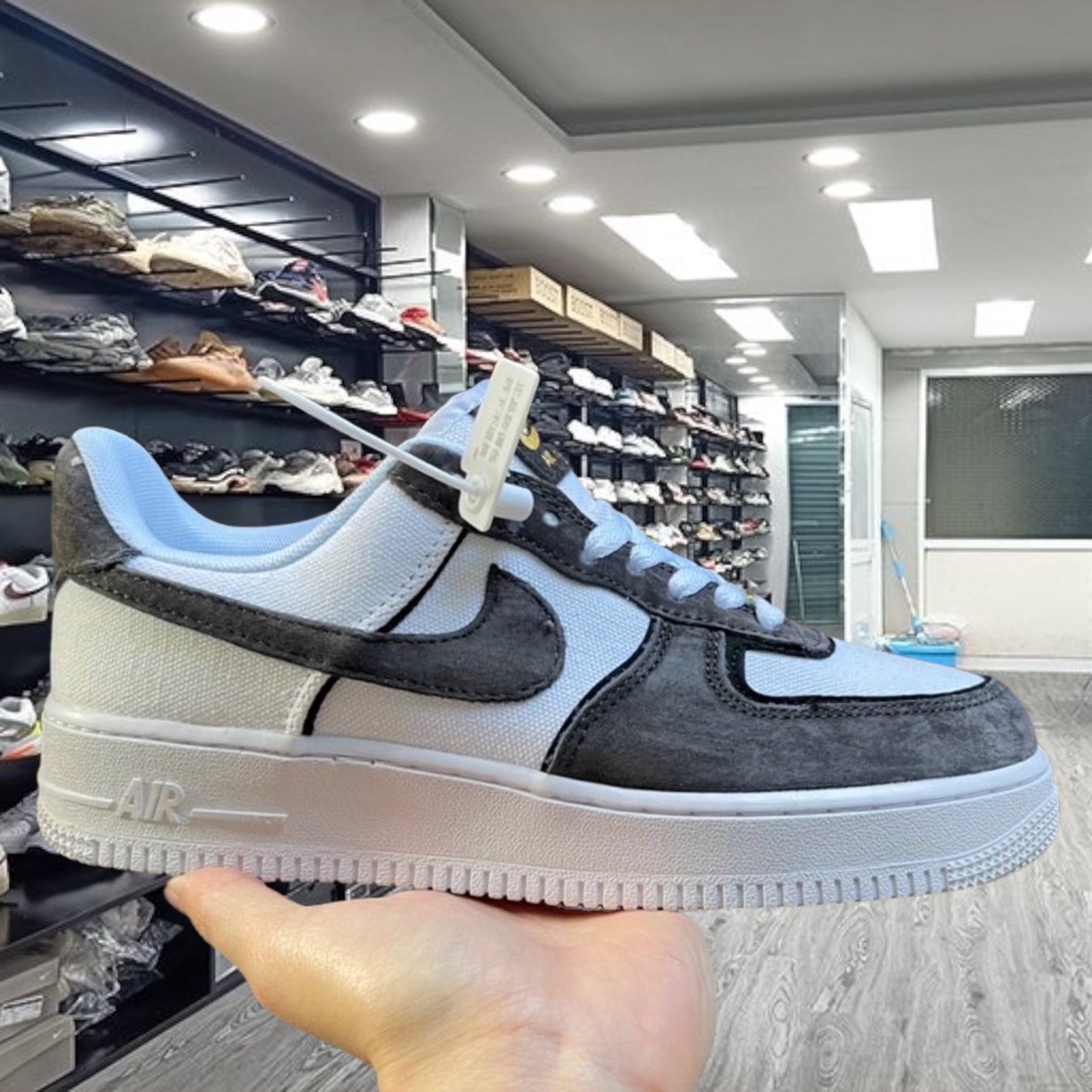 Giày AF1 xám lông chuột, giày air force 1 da lộn xám trắng, full phụ kiện hàng cao cấp full bill box 1.1 - Yabi_boutique