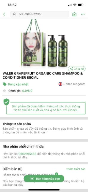 DẦU GỘI XẢ BƯỞI GRAPE FRUIT của Anh