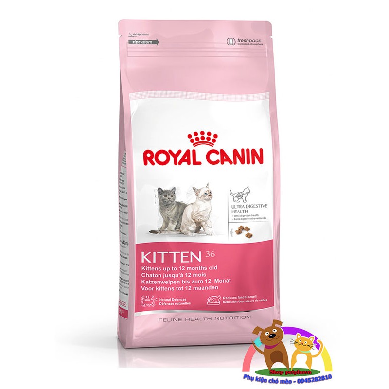 Thức ăn cho mèo con Royal Canin Kitten 36 (túi zip bạc 1kg)