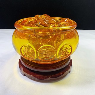 Bát tụ bảo tài lộc lưu ly 10cm đẹp chuẩn siêu trong