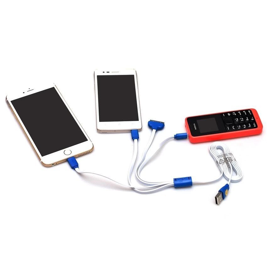 Cáp sạc đa năng dây dẹp 4 đầu có đèn led chớp tiện dụng Bikerstorethainguyen eefy1