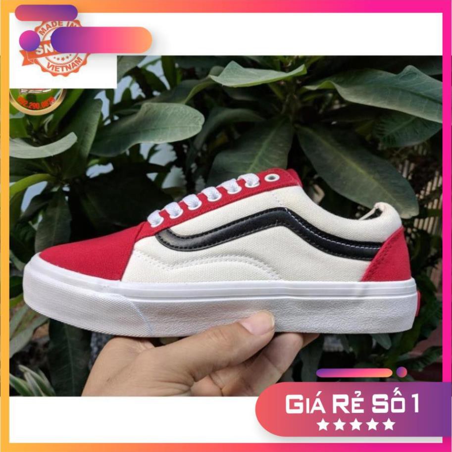 sale lớn nhất 12-12 Giày Van Old Skool phối màu trắng đỏ sọc kẻ vạch đen . XX