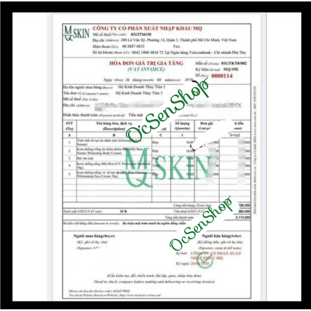 Combo Thay Da Sâm Vip Không Sưng Và Bột Rữa Mặt MQ