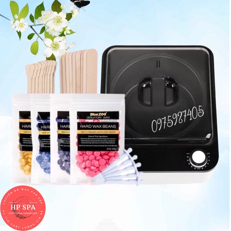 [Bộ Sản Phẩm Wax Lông Cao Cấp] Combo Nồi nấu sáp Chống Dính +100g sáp cao cấp+ tặng que gỗ to