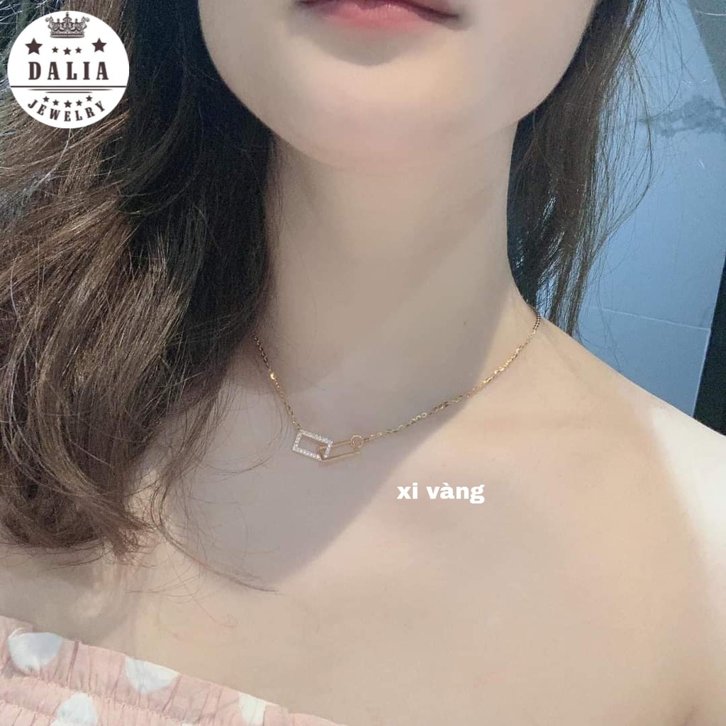 Dây chuyền bạc ta DaLiA Jewelry hình vuông lồng nhau chuẩn bạc ta