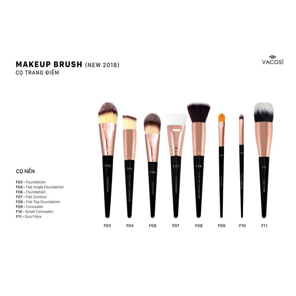 Cọ Tán Kem Nền, Kem Che Khuyết Điểm Chuyên Dụng Cho MakeUp Artist Vacosi Foundation Brush