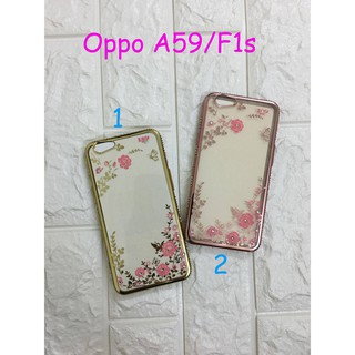 Ốp lưng dẻo đính đá viền màu cho Oppo A59/F1s Tặng kính cường lực