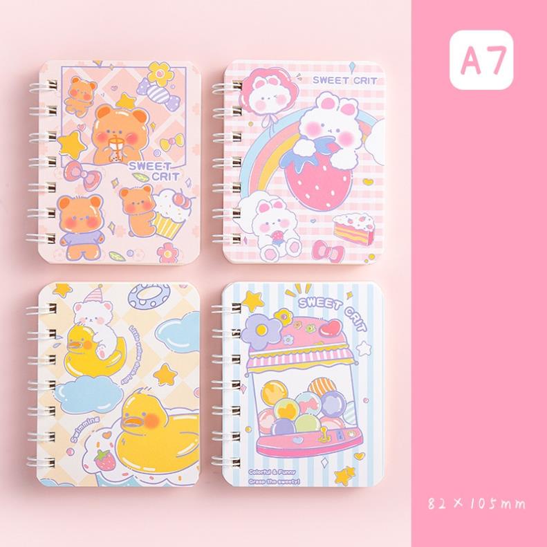 Sổ tay mini KOLANO sổ còng ghi chú A7 họa tiết cute dễ thương nhiều màu SN-001375