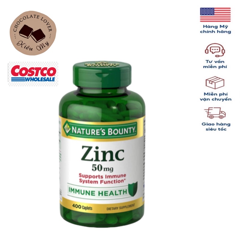 [Bill Mỹ🇺🇸] Viên uống bổ sung kẽm Nature’s Bounty Zinc 50mg 400 viên Mỹ