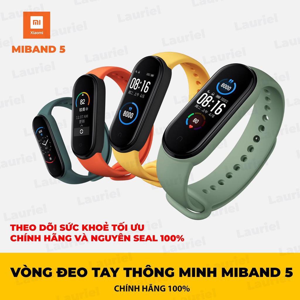 Đồng Hồ Xiaomi Mi Band 5 & Mi Band 4- Tặng kèm 2 dây đeo thay thế tuỳ chọn màu trị giá 90k - BH 1 năm - Hàng Chính Hãng