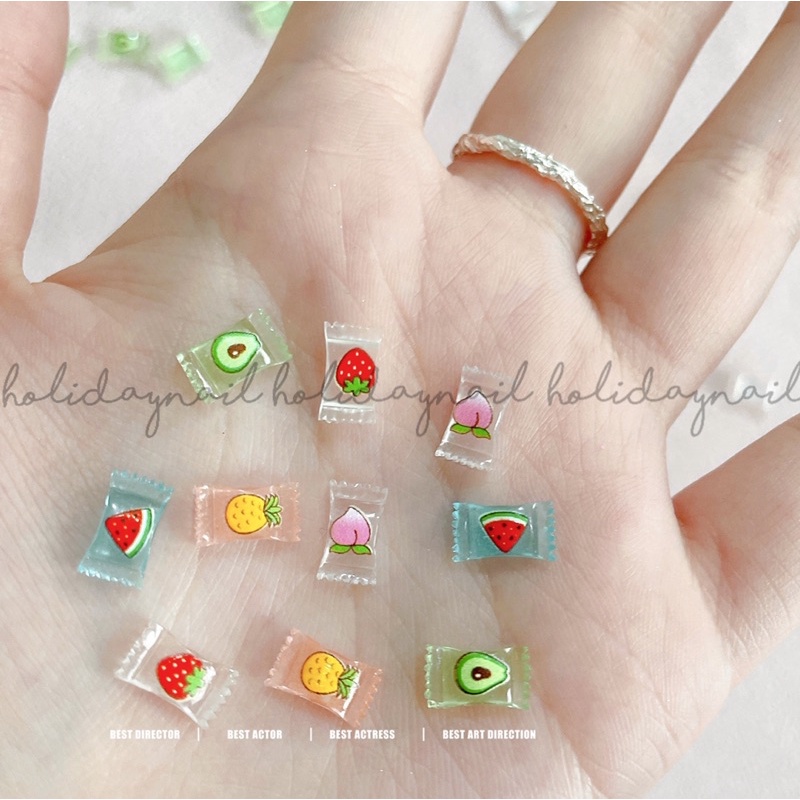 HOLIDAYNAIL Set 20 charm kẹo hình trái cây mix màu