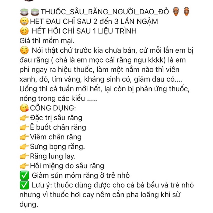 Chai Sâu Răng Người Dao Đỏ Sapa