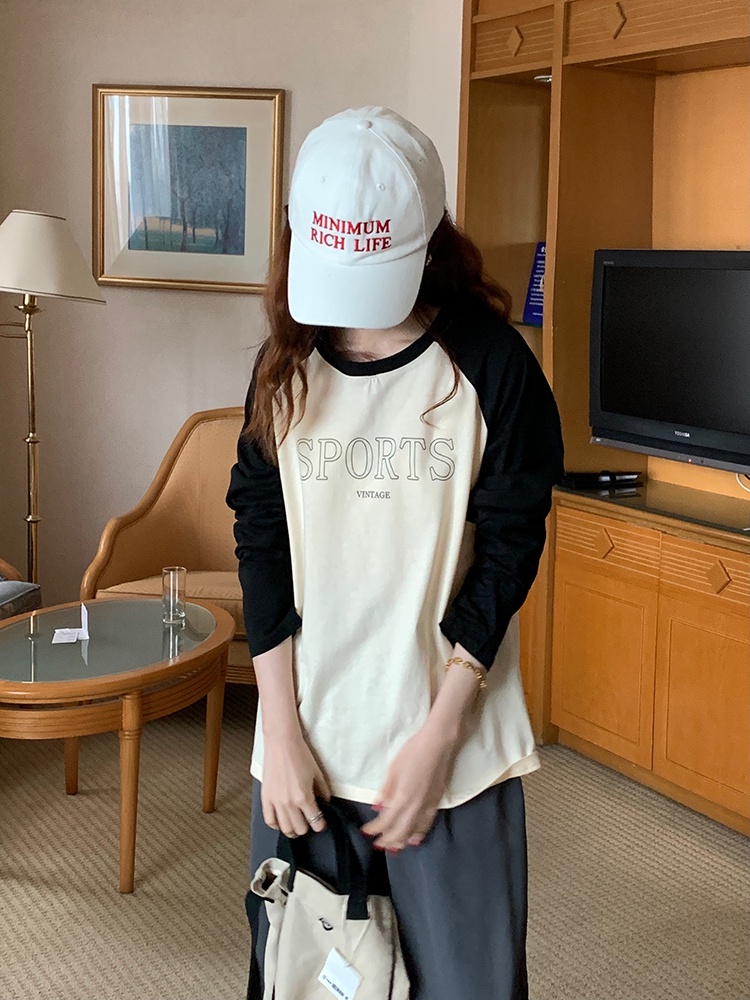 Áo Thun Raglan Tay Dài Dáng Rộng In Chữ Nhiều Màu Sắc Thời Trang 54286