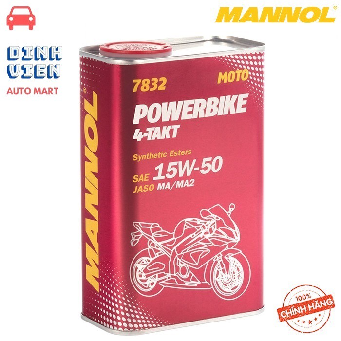 [Cao Cấp] Nhớt MANNOL 7832 4-Takt Powerbike ESTER 15W-50 SM  1Lít Dành Cho Xe Đi Xa, Chạy Đua &amp; PKL