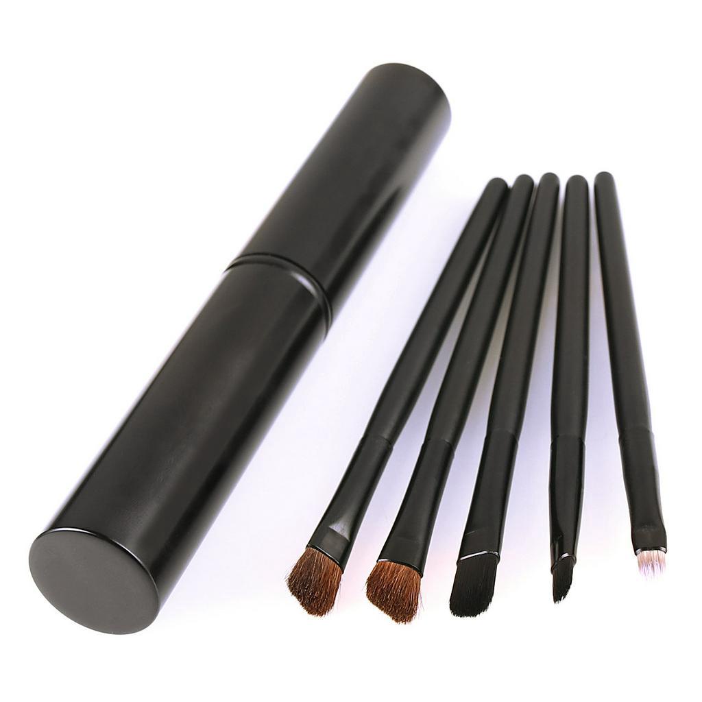 Bộ 5 cọ trang điểm RONSHADOW sợi lông ngựa tán phấn mắt pha trộn làm đẹp có hộp đựng nhôm