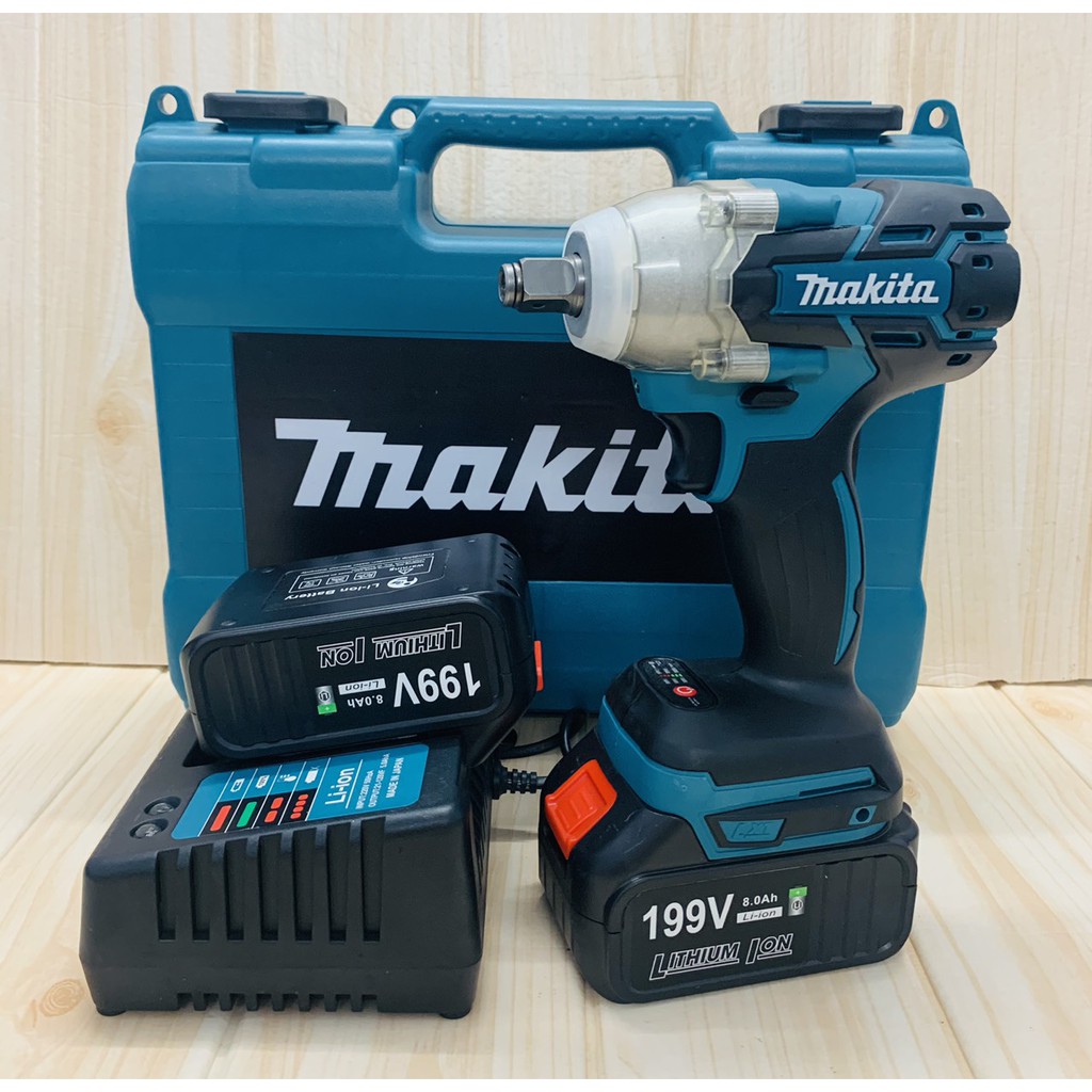 Máy siết bulong dùng pin không chổi than MAKITA 199V kèm theo 2 pin khủng 10 Cell