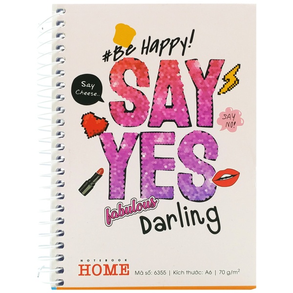 Sổ Lò Xo Bìa Bồi A6 Kẻ Ngang 200 Trang Home - Hải Tiến 6355 - Say Yes